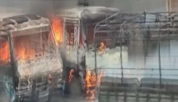 BUS AND SIX POLICE VEHICLES BURNED in Chupri