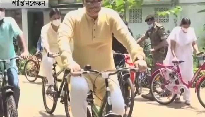 Shantiniketan Police Super collects public opinion on his bicycle
