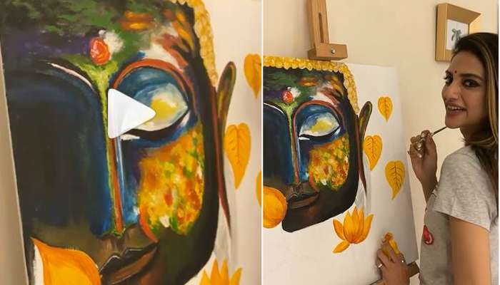 তুলির টানে ফুটে উঠল গৌতম বুদ্ধের ছবি, দেখুন চিত্রশিল্পী নুসরত জাহানকে