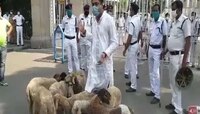 রাজভবনের সামনে ভেড়ার পাল নিয়ে বিক্ষোভ, হেয়ার স্ট্রিট থানায় মামলা দায়ের