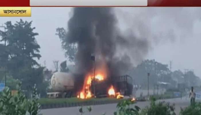 tanker and Truck collided on NH2 at Asansol engulfs fire