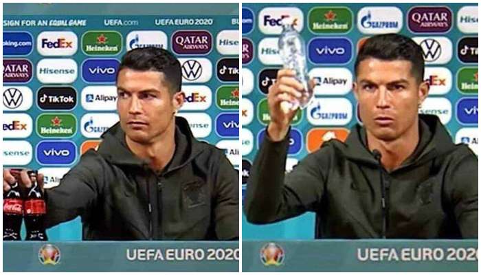 UEFA Euro 2020: সাংবাদিক বৈঠকে কোলার বোতল সরিয়ে বড় বার্তা দিলেন Cristiano Ronaldo