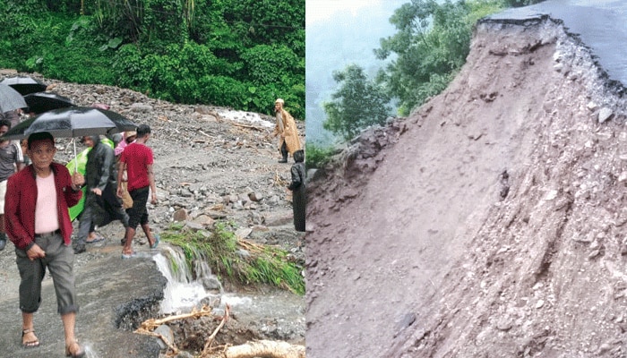 টানা বৃষ্টিতে ধস গরুবাথানে, বন্ধ লাভা-লোলেগাঁও যাওয়ার রাস্তা