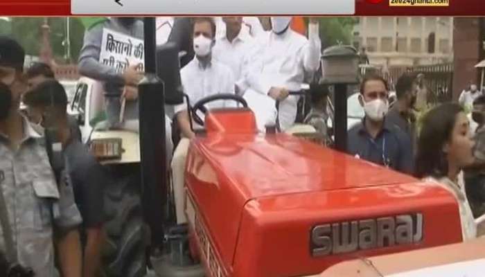 'The law is to benefit the entrepreneurs,' Rahul Gandhi drove a tractor in protest of Farm Laws in Parliament