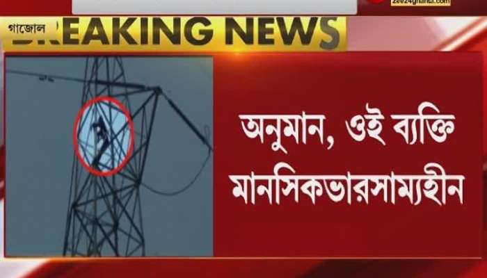 The young man in the power tower, the fire brigade descending, see Malda | Electrical Tower