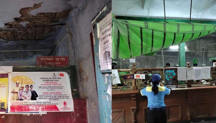 Post Office: ছাদ থেকে পড়ছে জল, ঝুলছে চাঙড়, প্রাণহাতে কাজ চলছে কলকাতার দুই ডাকঘরে