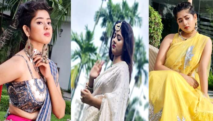 Pujor Fashion: সপ্তমীতে ইন্দো-ওয়েস্টার্ন, অষ্টমীতে শাড়ি, নবমীতে লেহেঙ্গা, জি ২৪ ঘন্টার ফটোশ্যুটে ভিন্ন লুকে Ditipriya Roy 