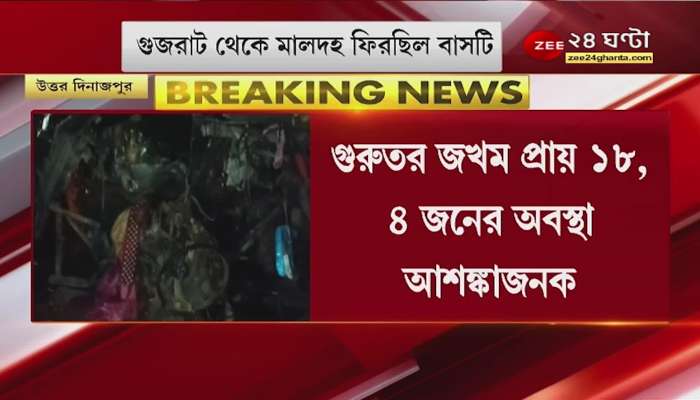 Raiganj: Terrible accident in Raiganj! The bus was returning from Gujarat with migrant workers
