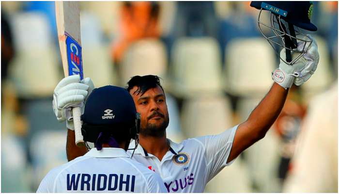 Mumbai Test: Mayank এর সেঞ্চুরি, সংযমী Wriddhiman, ২২১ রান ভারতের ঝুলিতে