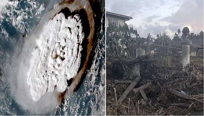 Tsunami hits Tonga: '৫০০ পরমাণু বোমা ফাটল যেন! আছড়ে পড়ল ৫০ ফুট উঁচু ঢেউ,' সুনামিতে লন্ডভন্ড টোঙ্গা Tsunami hits Tonga: '৫০০ পরমাণু বোমা ফাটল যেন! আছড়ে পড়ল ৫০ ফুট উঁচু ঢেউ,' সুনামিতে লন্ডভন্ড টোঙ্গা