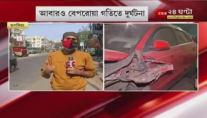 Tapsia: Accident in kolkata at night! car rammed temple in tapsia
