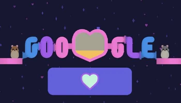 Valentine&#039;s Day Google Doodle: প্রেমে পড়ল দু&#039;টি মিষ্টি হ্যামস্টার!