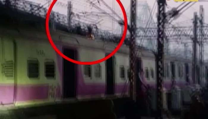 howrah station bound local train pantograph caught fire