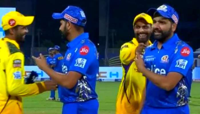 MI vs CSK, IPL 2022: &#039;ব্যাটিং বললি না তু্ই?&#039; Rohit Sharma-র প্রশ্ন Ravindra Jadeja-কে! 