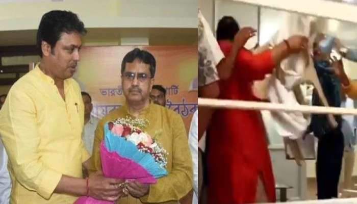 Tripura: মানিকের নাম ঘোষণা হতে &#039;বিক্ষোভ&#039;, কেন্দ্রীয় নেতার সামনেই চেয়ার ছুড়লেন মন্ত্রী!