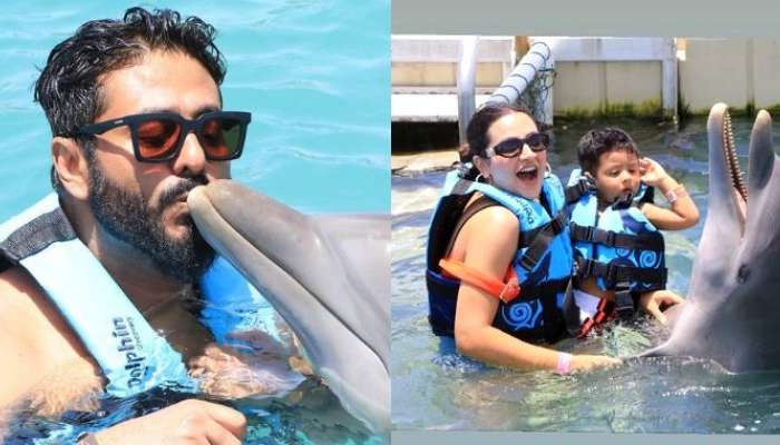 Raj-Subhashree : ডলফিনের সঙ্গে জলকেলিতে মজে রাজ-শুভশ্রী, সঙ্গে ইউভান  