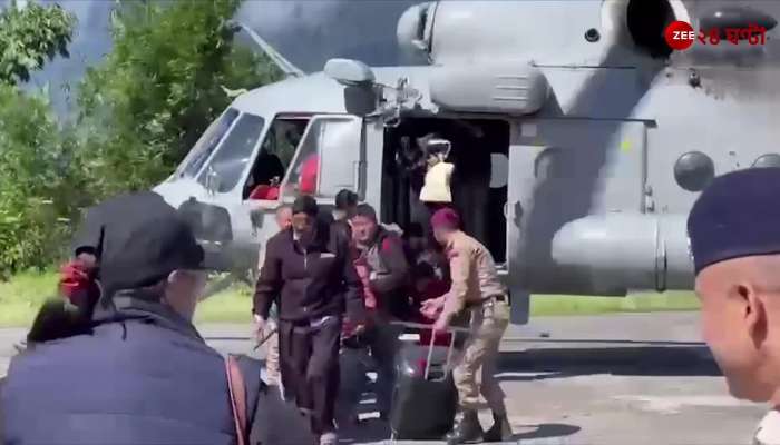 The army started to bring back tourists from the devastated Sikkim