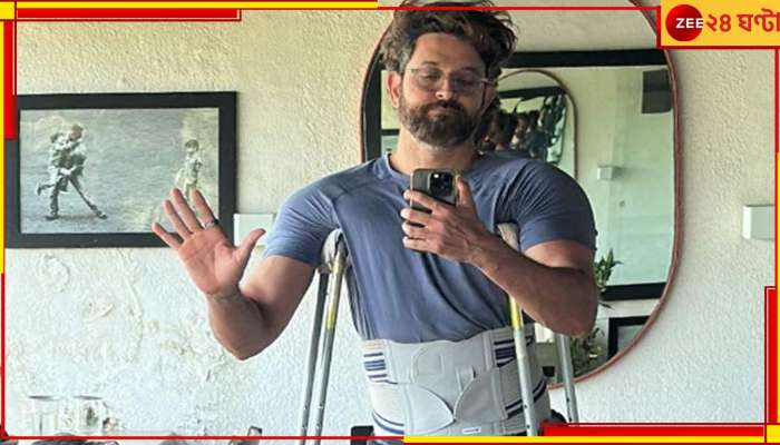 Hrithik Roshan: ক্রাচে ভর দিয়ে দাঁড়িয়ে হৃতিক, 'অসুস্থ' ফাইটার! 