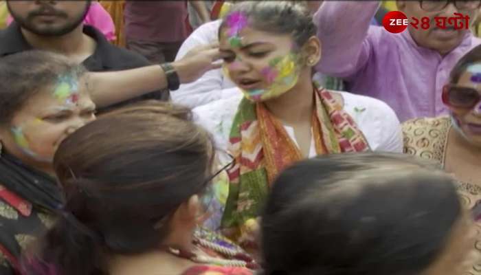 Left and Trinamool candidates of Jadavpur are busy with public relations during Holi