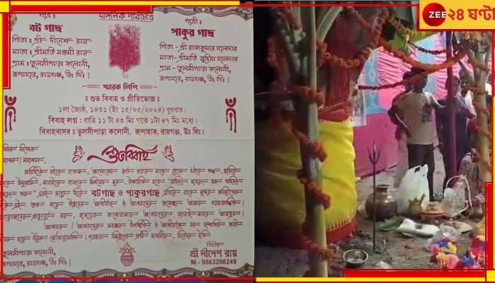 Raigunj: বৃষ্টির কামনায় কার্ড ছাপিয়ে টোপর পরিয়ে বট-পাকুরের বিয়ে, পাত পেড়ে খেলেন ২২০০ জন!