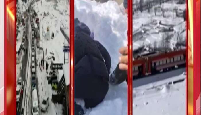 Local Residents Dig Through Snow in Shopian, Kashmir